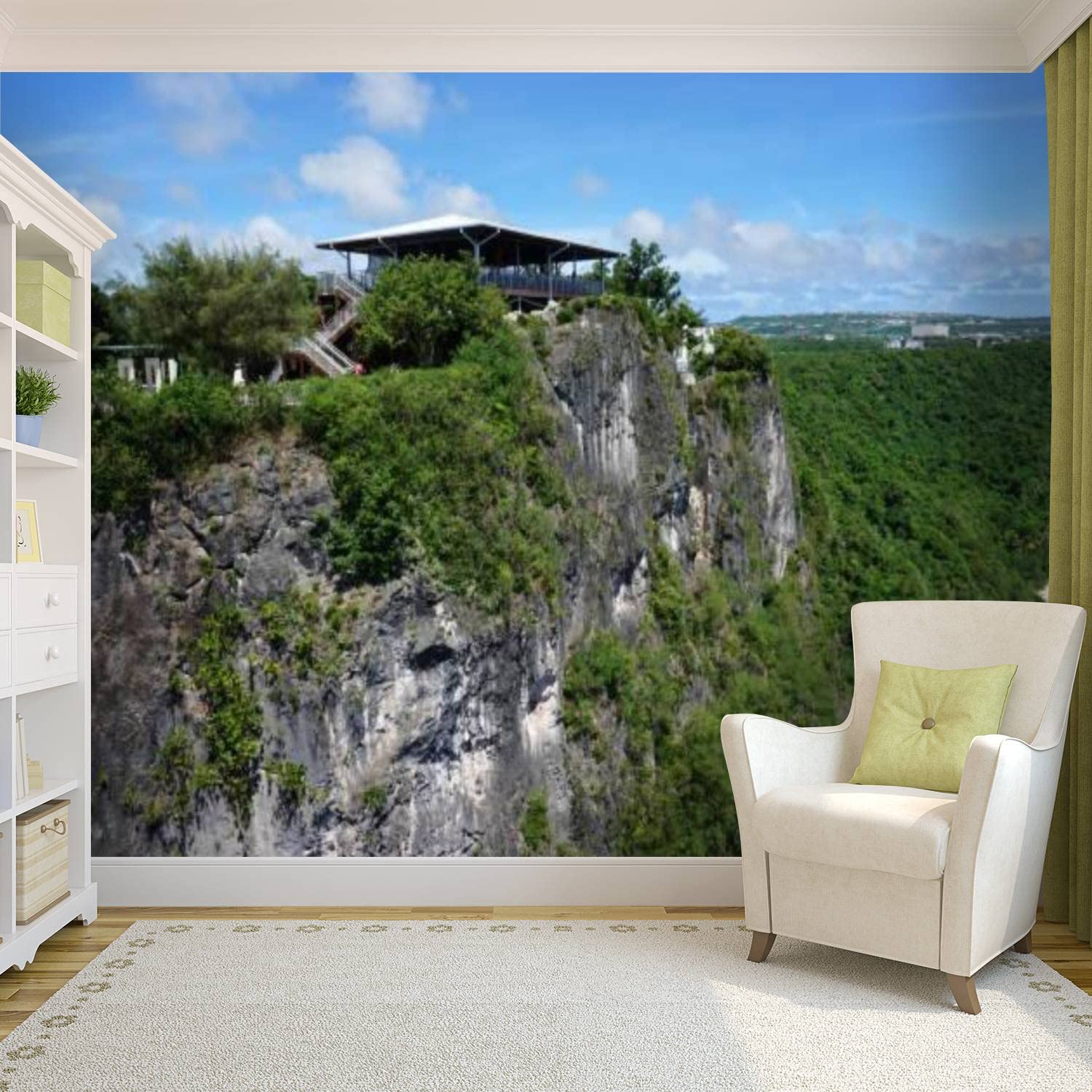 Self-Adhesive PVC Wallpaper - Observatory of Two Lovers Point Guam Scenic Peel & Stick Wall Mural, Wall Decal for Living Room, Bedroom, Office | Easy Home Decor Upgrade for Walls, Furniture & DIY Projects