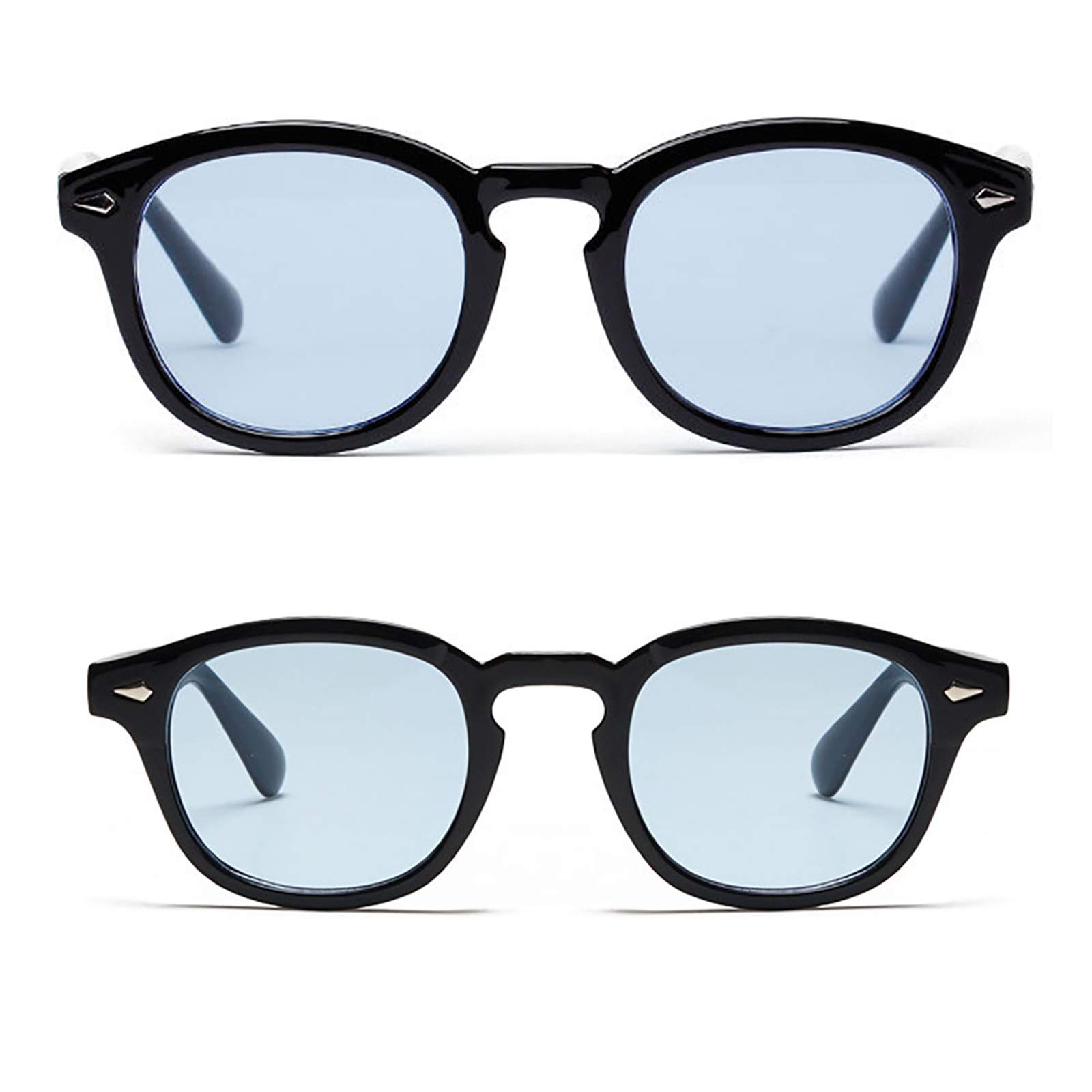 2PCS TR90 Polarized Round Sunglasses - Johnny Depp Tony Sark Style Tinted Lens Nerd Eyewear for Men & Women - Perfect for Outdoor Activities, Driving, and Fashion Accessories