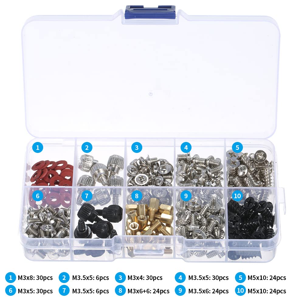 HUIOP 228PCS Computer Screw Kit - Premium PC Repair Screw Set for Case, Motherboard, GPU, HDD & Fan Maintenance | Essential Computer Building & Repair Tool Kit for DIY PC Assembly, Upgrades & Tech Support