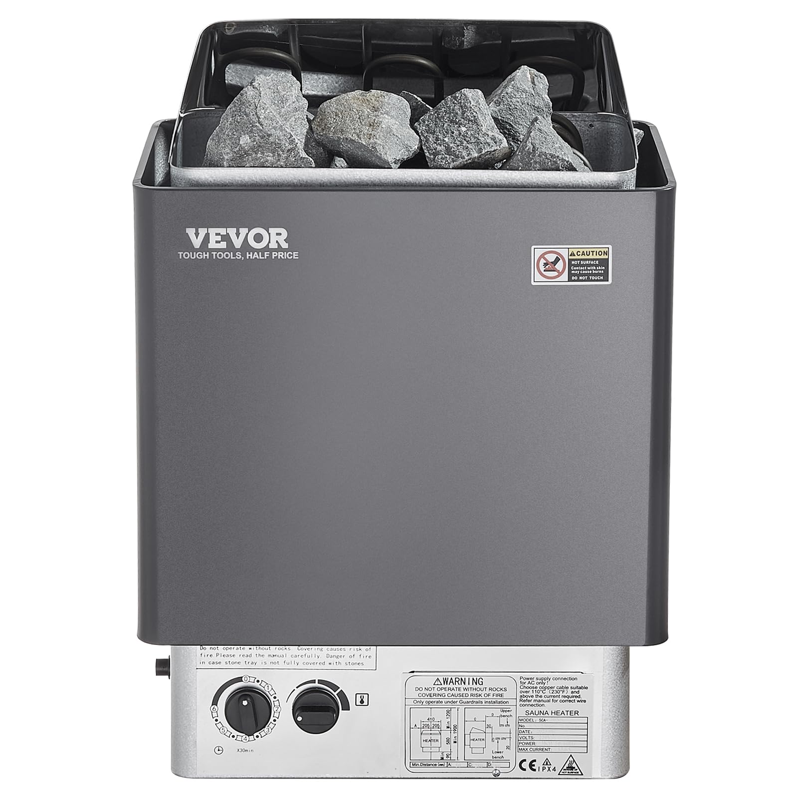 VEVOR 4.5KW Electric Sauna Heater Stove - 220V Steam Bath Heater with 3-Hour Timer & Adjustable Temperature for 176-318 Cubic Feet - FCC Certified - Perfect for Home Spa, Gym, or Wellness Center Relaxation