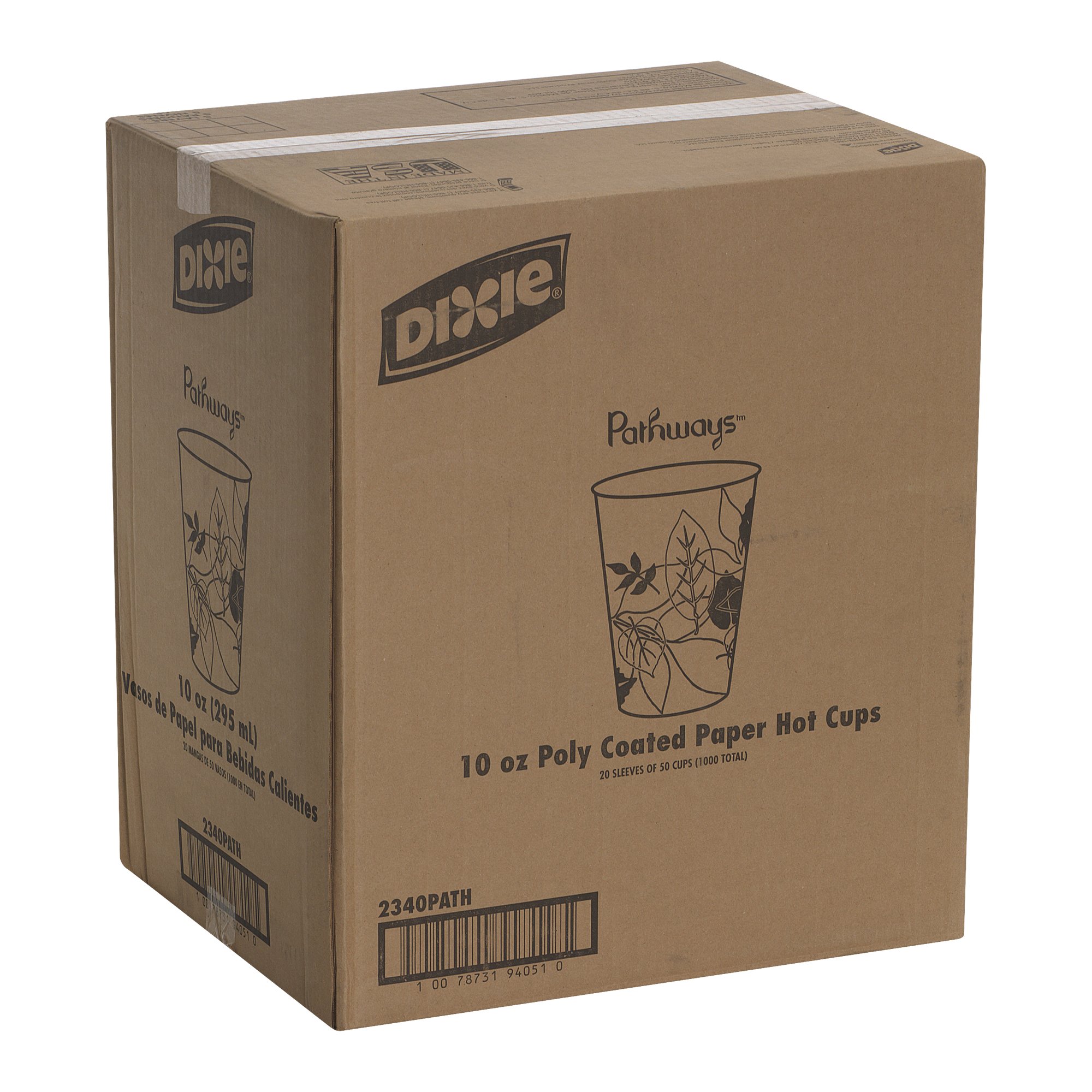 Dixie Paper Hot Coffee Cups, 10 oz (2340PATH) - 20 Sleeves with 50 Cups per Pack - Disposable Coffee Cups for Office, Cafes & Catering | Eco-Friendly Paper Coffee Cups for Hot Beverages