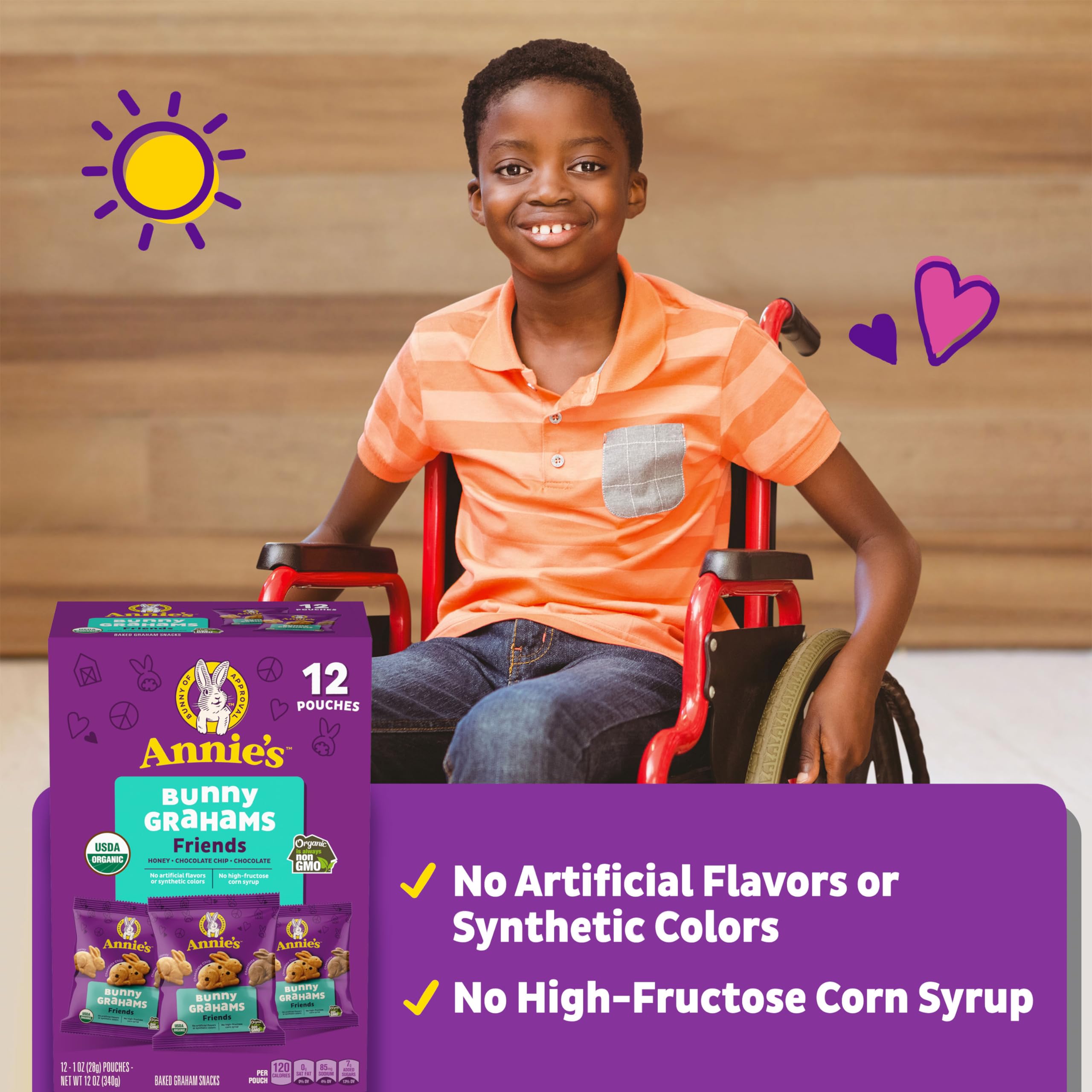 Annie's Organic Bunny Grahams Snacks - Chocolate Chip, Chocolate & Honey Flavors, 12 Pouches (12 oz Each), Pack of 4 | Healthy Baked Graham Crackers for Kids Lunch, School Snacks & On-the-Go Treats