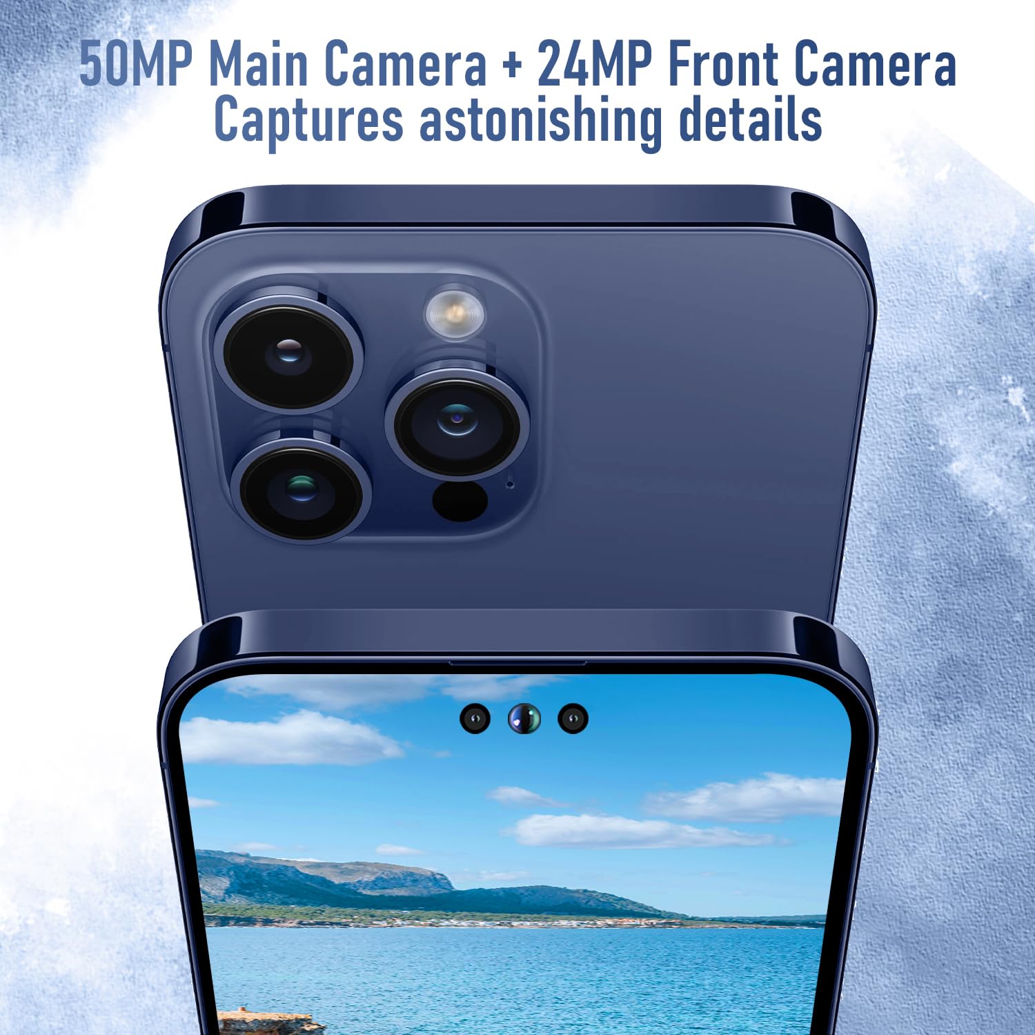 Unlocked A14 PROMAX Android Smartphone 8GB RAM 256GB Storage, 24MP+50MP Dual Camera, 6800mAh Long-Lasting Battery, 6.7