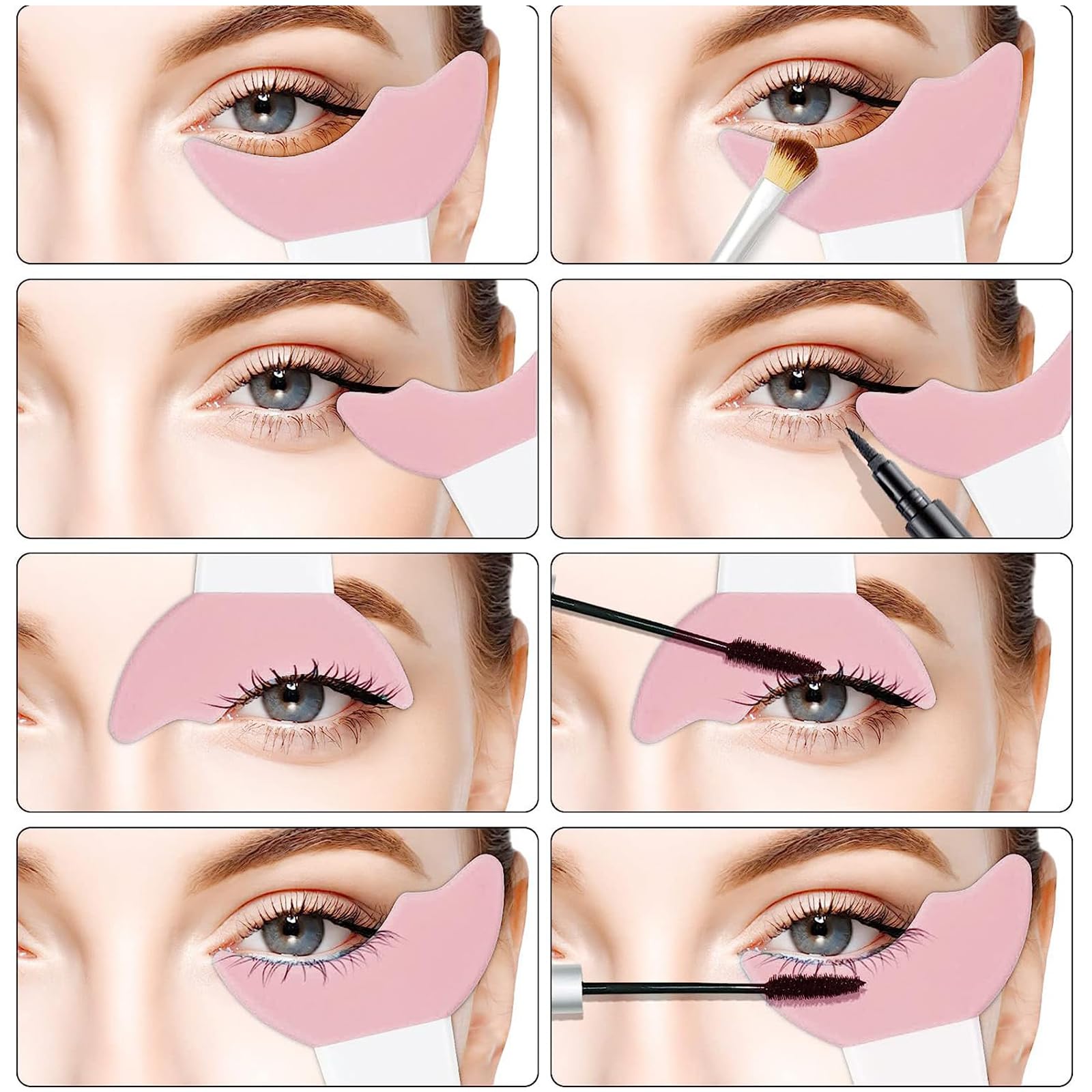 4-in-1 Silicone Eyeliner Aid & Mascara Shield - Multifunctional Eye Makeup Tool for Women & Beginners (Pink) | Perfect for Smudge-Free Eyeliner, Mascara Application & Eye Shadow Blending | Great for Home, Travel & Professional Makeup Kits