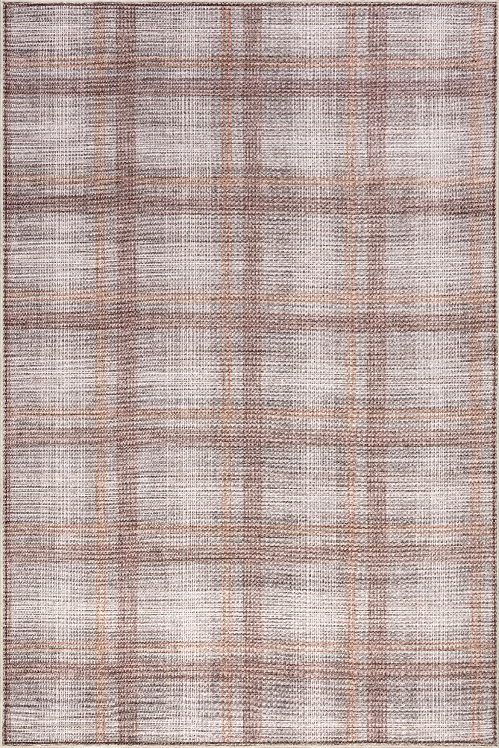 Arietty Plaid Spill Proof Washable Rug - Non-Slip Reversible Living Room Rug, Grey - Perfect for Kitchen, Bedroom, Nursery & High Traffic Areas