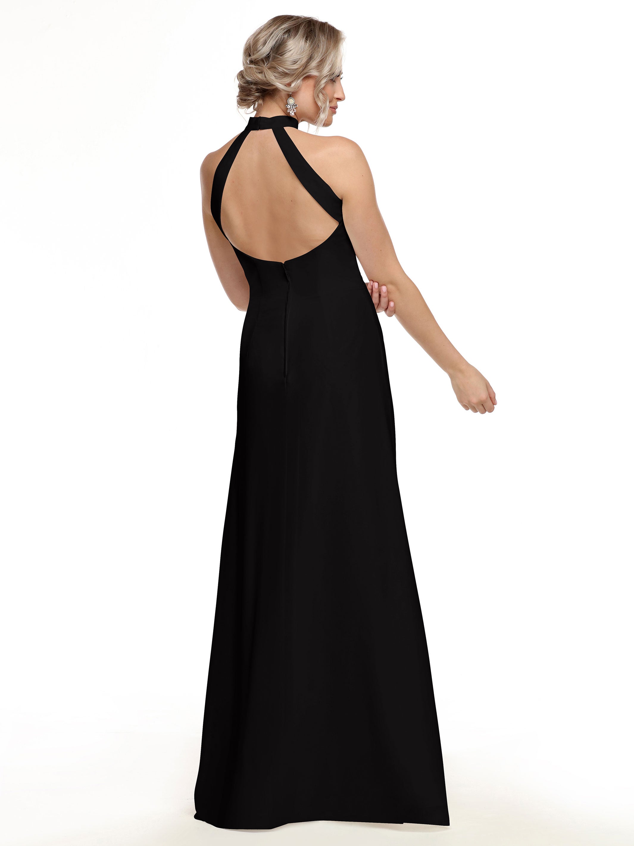 Elegant 80138 Chiffon A-Line Bridesmaid Dress with Keyhole Halter Neckline - Perfect for Weddings, Formal Events & Special Occasions