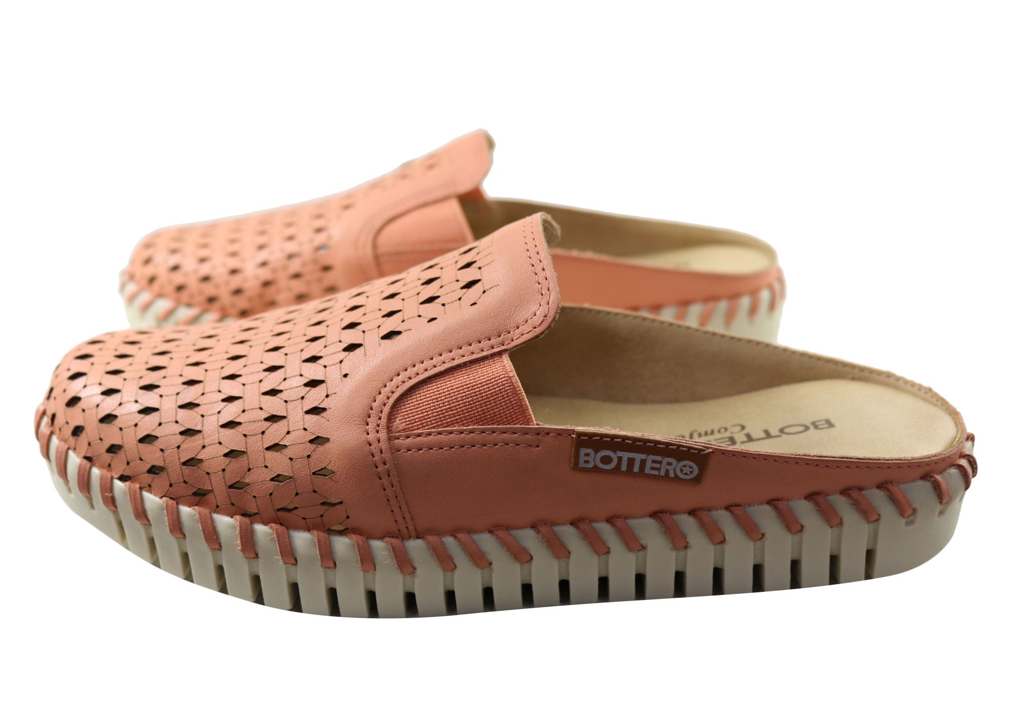 Bottero Ester Women's Comfortable Leather Closed Toe Open Back Mules - Perfect for Office, Casual Wear & Summer Outfits