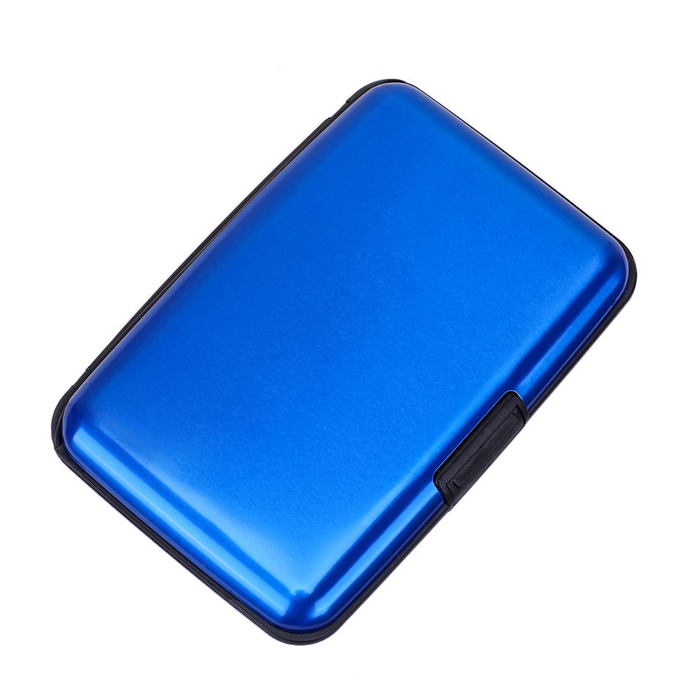 RFID Blocking Credit Card Holder - Aluminum Metal Wallet for Men & Women (Blue) - Secure ID & Business Card Protector for Travel & Daily Use