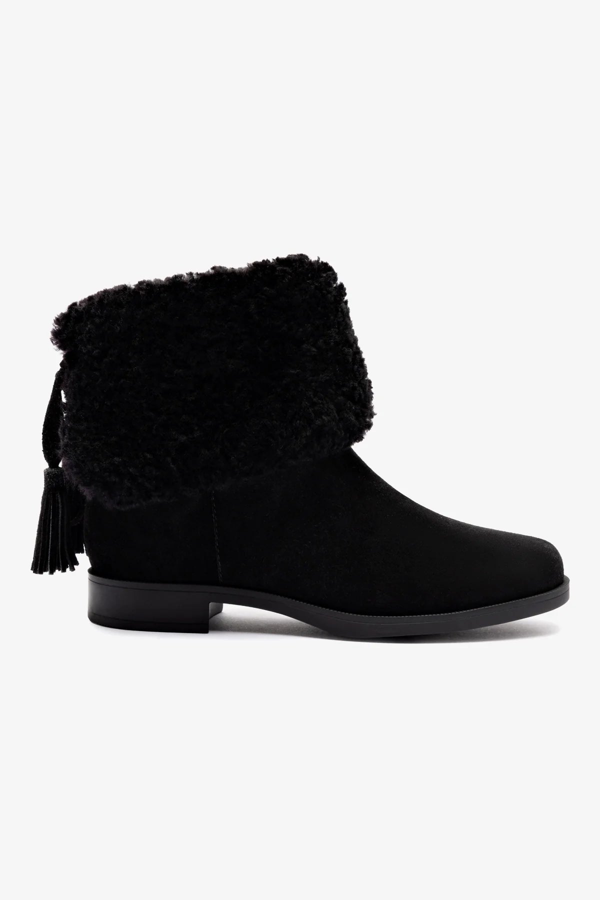 Verb Black Suede & Shearling Booties - Women's Winter Ankle Boots for Casual Outings & Cold Weather Fashion