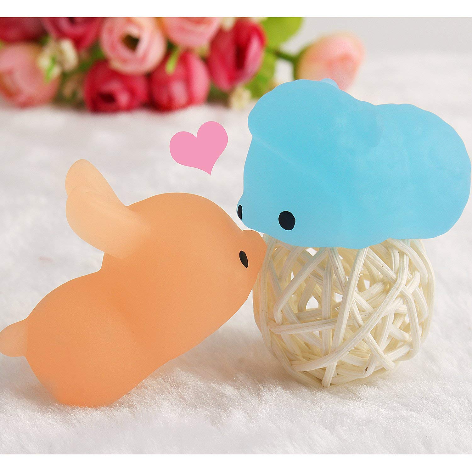Glow in The Dark Mochi Squishy Toys - 30 Pack Mini Kawaii Cute Animal Stress Relief Squishies for Kids Party Favors, Birthday Gifts & Classroom Rewards - Includes Cat Squishy & Gift Box