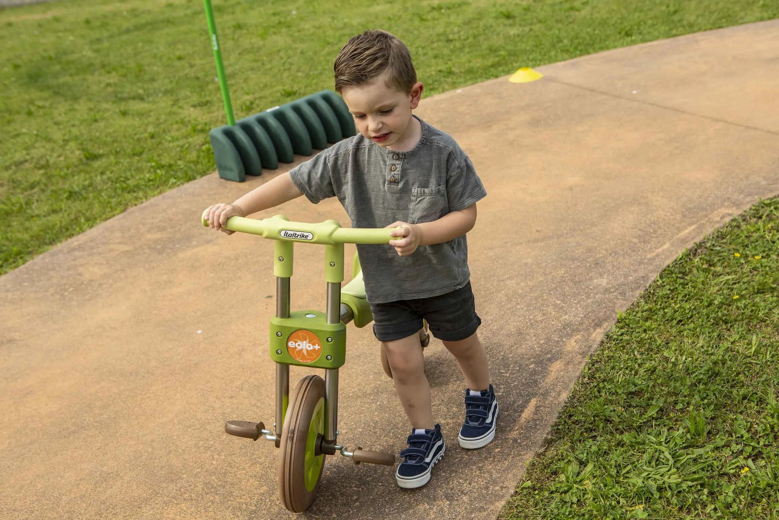 Italtrike Eolo+ Kids Tricycle - Green 3-Wheel Balance Bike for Toddlers Ages 2-5 | Outdoor Ride-On Toy for Backyard, Park & Sidewalk Play