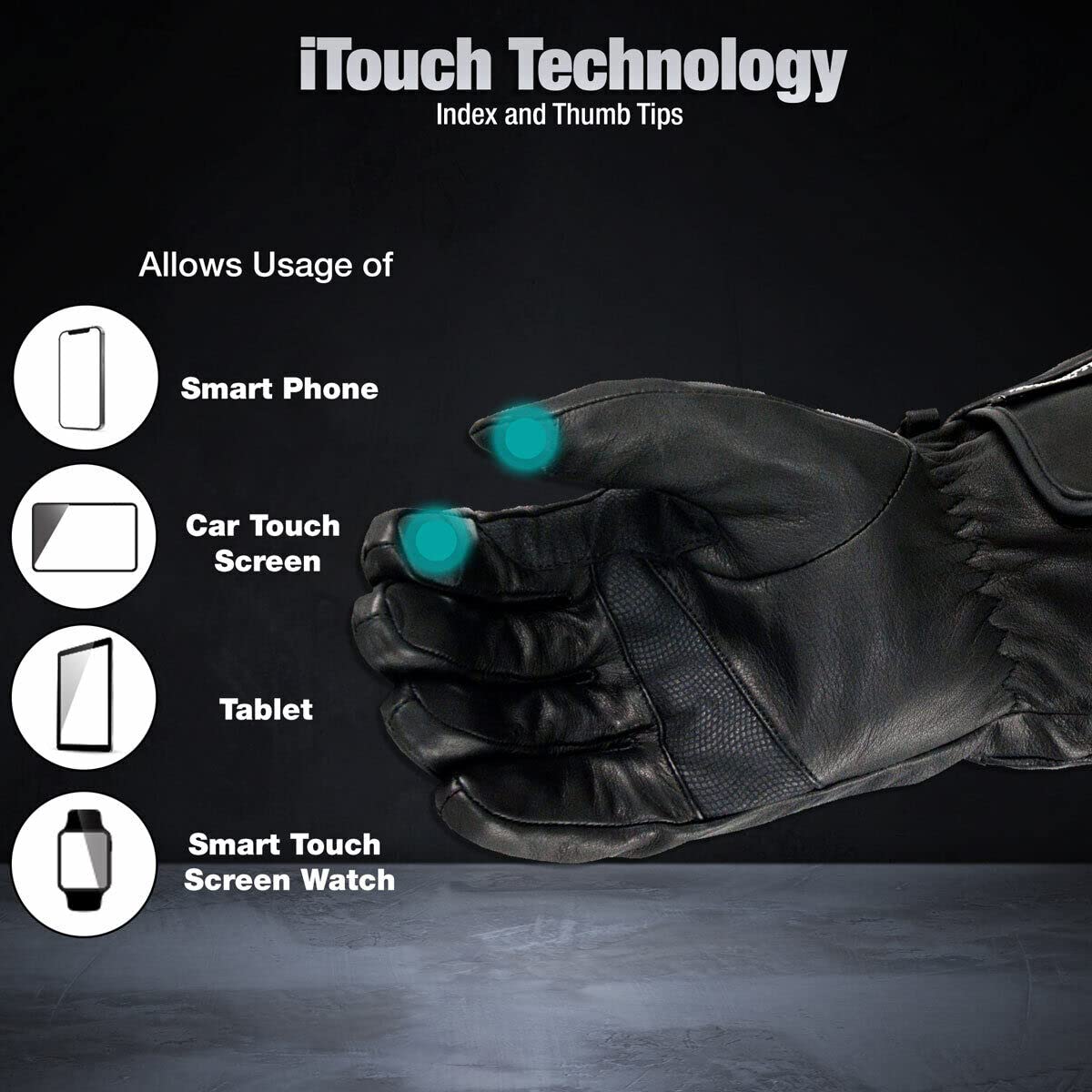 Heated Leather Gauntlet Gloves for Men - Touchscreen Compatible, Medium Size - Winter Motorcycle Riding & Outdoor Activities