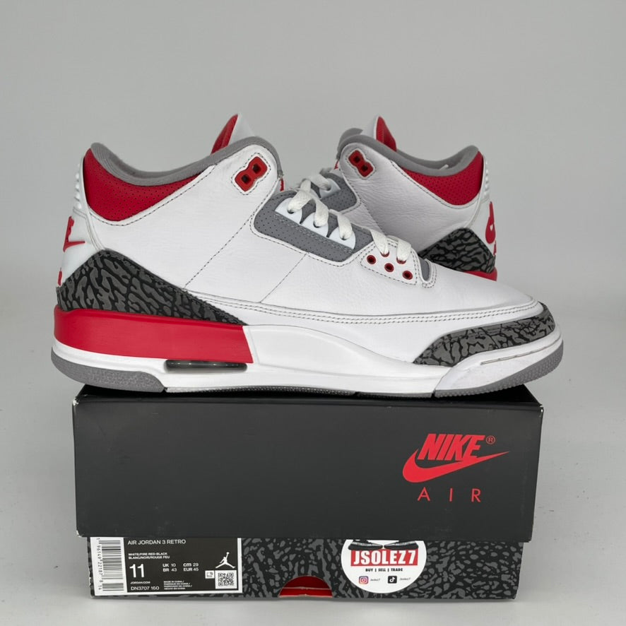 AIR JORDAN 3 Retro Fire Red Men's Basketball Shoes Size 11 - DN3707-160 | Authentic Nike Sneakers for Running, Training & Streetwear Fashion