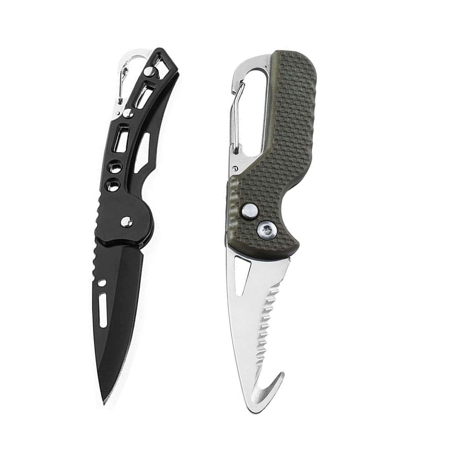 2Pcs Keychain Multitool Folding Knife - Mini Key Knife for Cutting Rope, Paper Boxes & Fruits | Portable EDC Tool for Camping, Hiking & Everyday Carry (Keychain Knife)