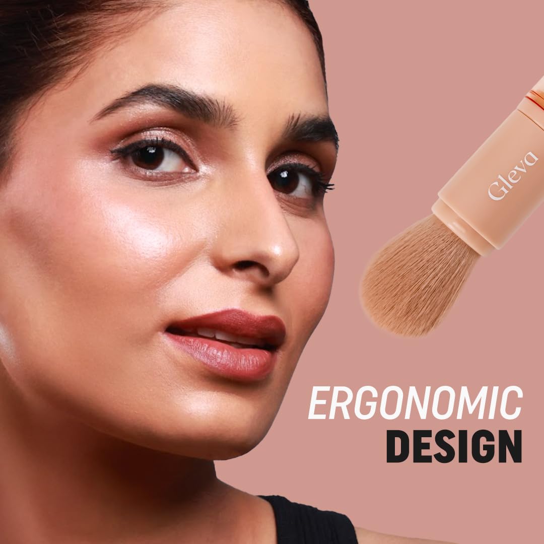 Gleva 4-in-1 Travel Makeup Brush Set - Mini Lip & Eye Shadow Brushes for Women | Perfect for On-the-Go Touchups