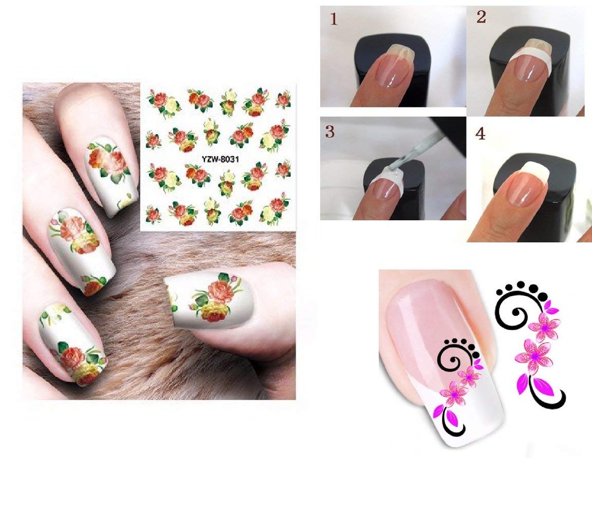 FAMEZA French Manicure Nail Art Stickers Kit - 5 Mix Design Sheets for DIY Nail Decoration | Perfect for Home Salon, Parties & Gift Giving