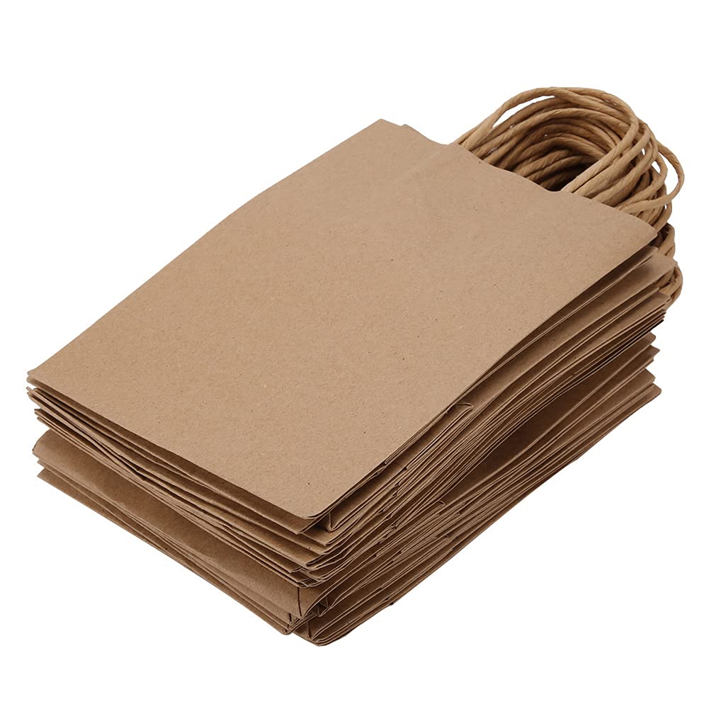 OhhGo Kraft Paper Candy Favor Bags with Handles - Eco-Friendly Party Favor Bags for Weddings, Baby Showers & Birthday Celebrations - Bulk Pack of 50