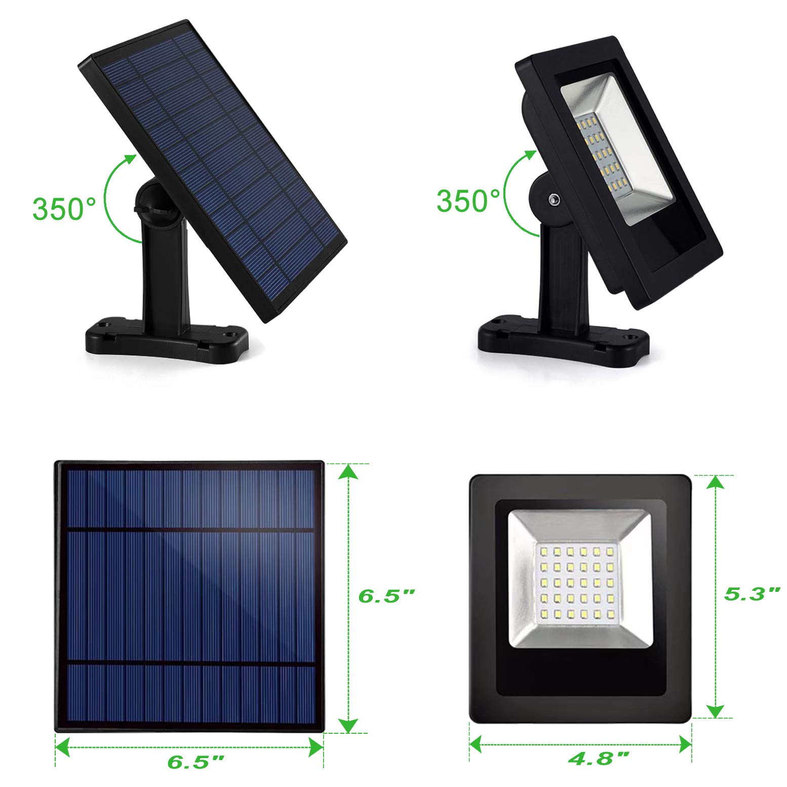 Solar Powered Outdoor Lights - 350° Adjustable Bright White IP65 Waterproof Solar Security Flood Lights with Auto Dusk to Dawn Sensor - Perfect for Barn, Garden, Garage, Pathway, Yard, Patio, Lawn & Balcony Lighting