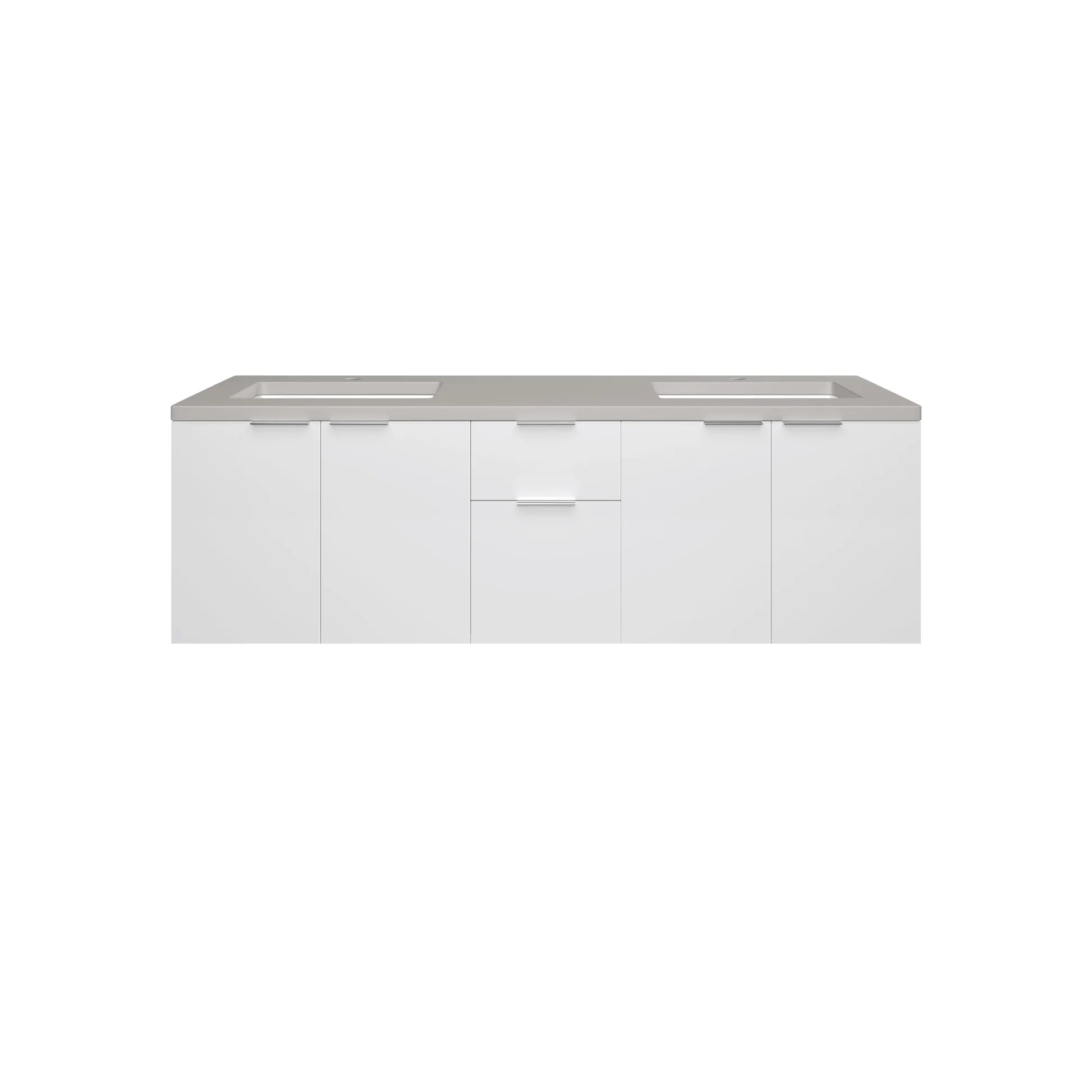 Brenlyn 60 Inch Glossy White Bathroom Vanity with Sink - Modern Double Storage Cabinet for Bathroom Remodel & Home Decor