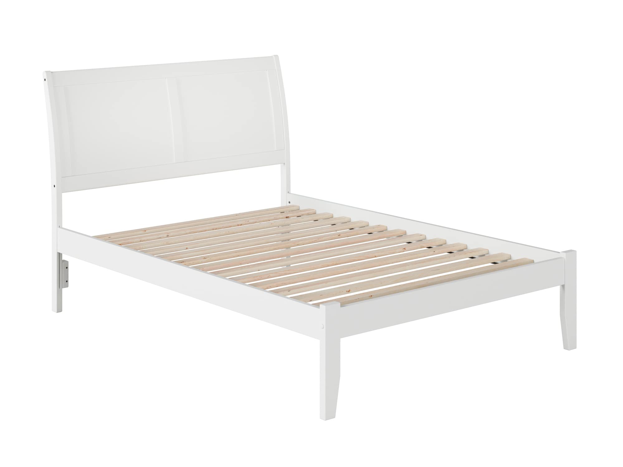 AFI Portland Full Platform Bed Frame with USB Charging Ports - Modern White Wooden Bed for Small Spaces & Apartments - Perfect for Bedrooms, Guest Rooms & Studio Living