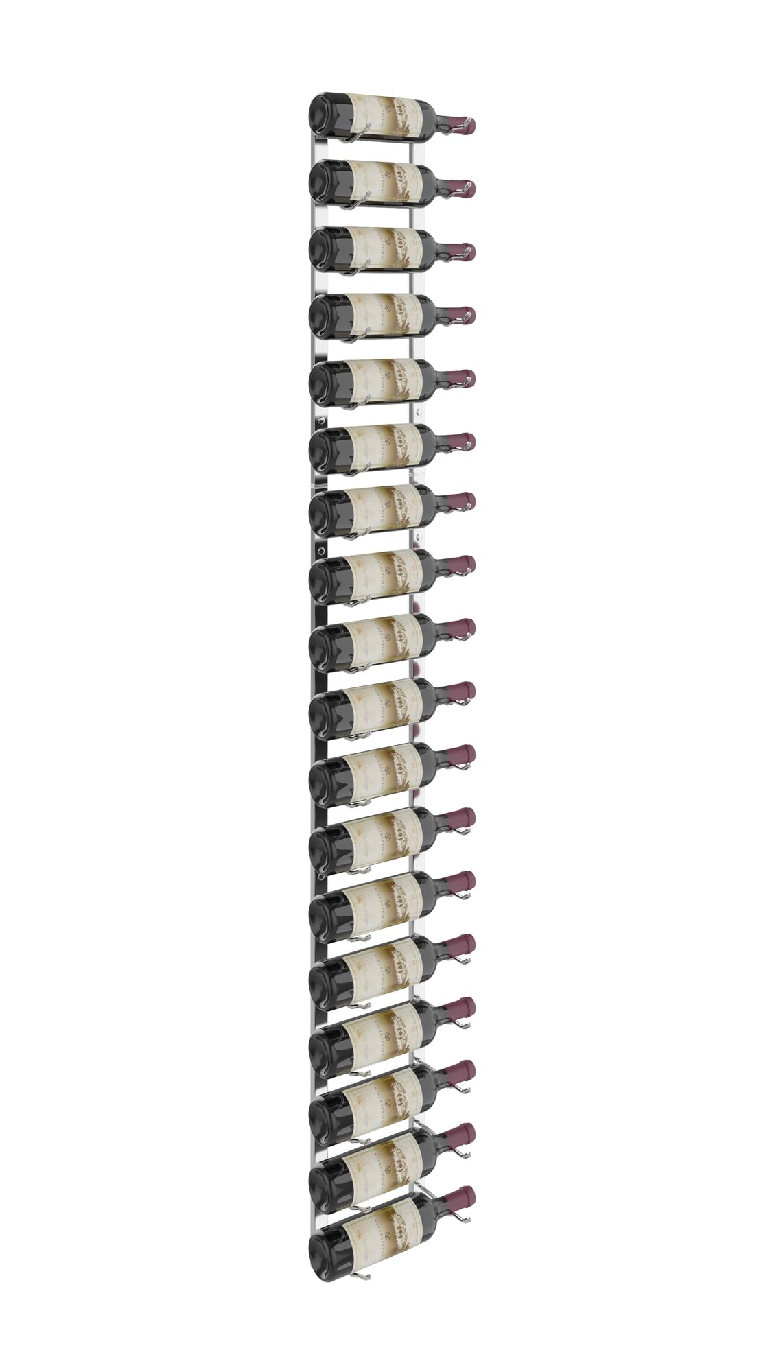 W Series Luxe 6-Bottle Wall Mounted Wine Rack - Single Depth Metal Wine Storage - Modern Space Saving Chrome Wine Holder (Holds 18 Bottles) - Perfect for Kitchen, Dining Room or Wine Cellar Organization