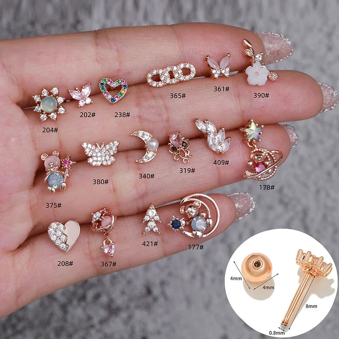 20G Safety Pin Studs for Cartilage & Daith Piercing - Hypoallergenic Stainless Steel Earrings | Perfect for Everyday Wear, Parties & Alternative Fashion (EGD0202)