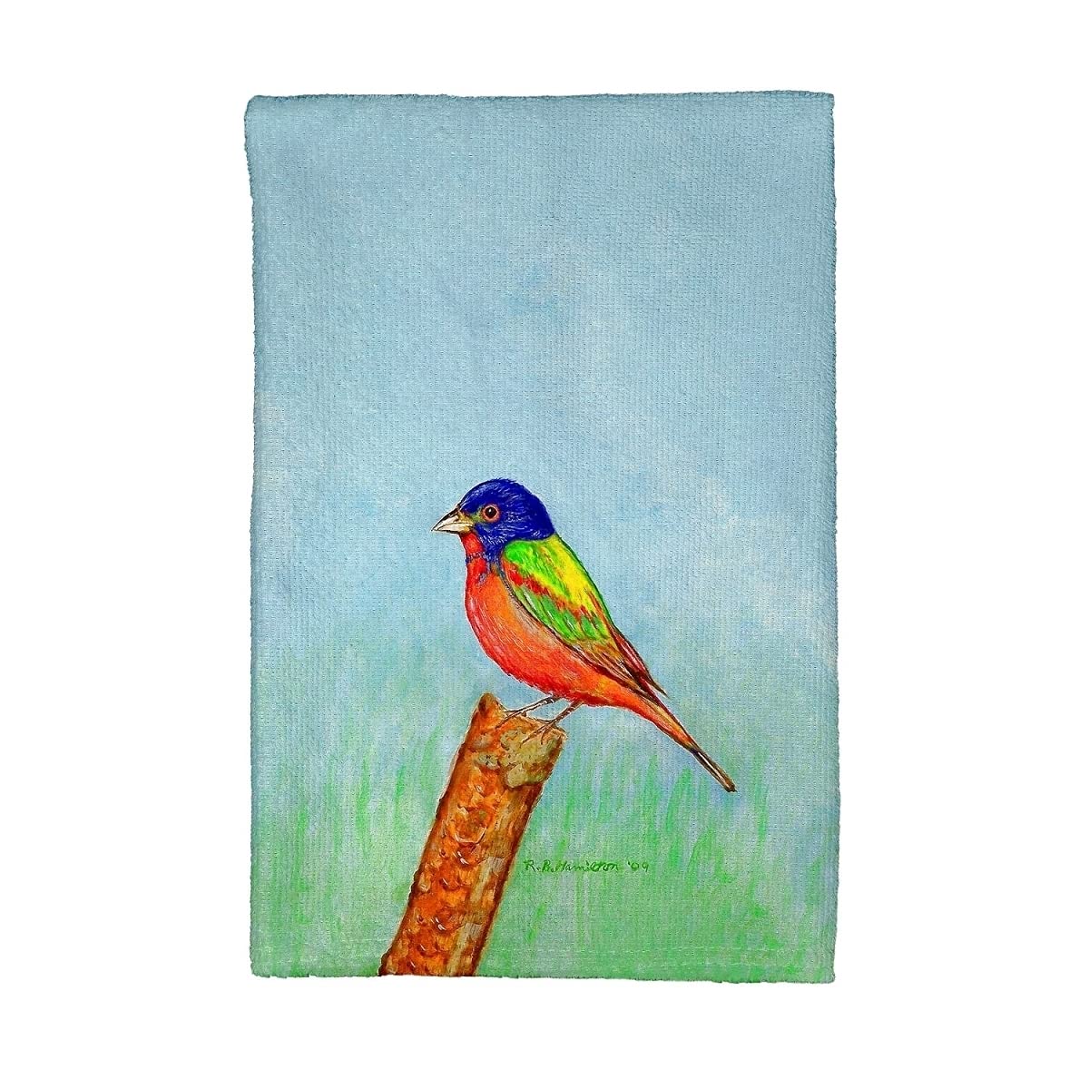 Betsy Drake KT920 Painted Bunting Kitchen Towel Set - Absorbent Cotton Dish Towels for Drying Dishes & Decor - Vintage Bird Design for Farmhouse & Country Style Kitchens