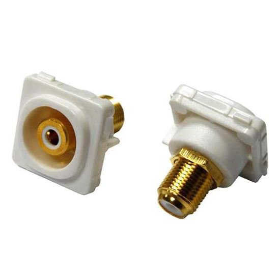 Premium AMDEX White RCA to F Connector - Gold Plated for Enhanced Audio/Video Signal Transmission - Perfect for Home Theater, Cable TV & Satellite Installations