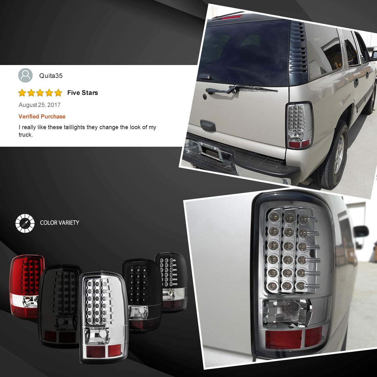 Autozenation LED Tail Lights - Compatible with 2000-2006 Chevy Suburban, GMC Yukon/Denali/XL, Chevy Tahoe - Left & Right Pair Assembly - Chrome Housing & Clear Lens - Upgrade for Night Driving & Enhanced Safety