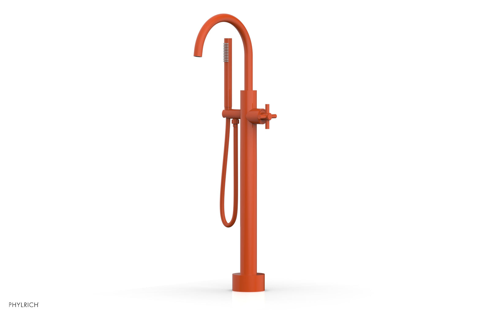 D131 44 03 BASIC Low Floor Mount Tub Filler with Cross Handle & Hand Shower - Perfect for Bathroom Renovation and Modern Home Spa Experience