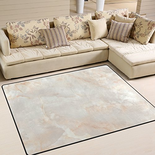 YZGO Natural Pink Marble Kids Area Rug - Non-Slip Abstract Marble Floor Mat for Living Room, Dining Room & Bedroom - Soft Play Mat for Toddlers (5.3' x 4') - Perfect for Playrooms, Nursery Decor & Home Safety