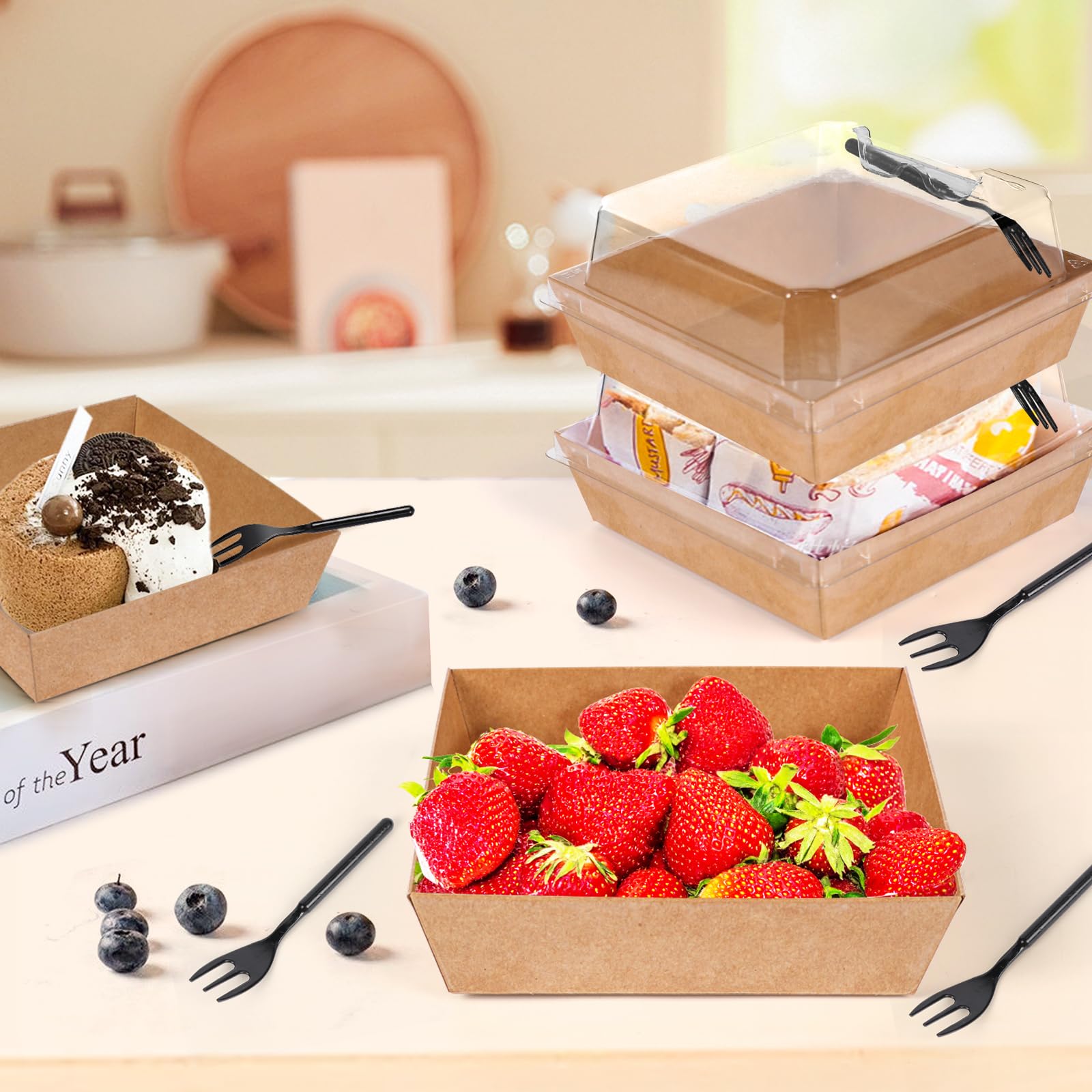 30-Pack Small Charcuterie Boxes with Clear Lids - 5.5