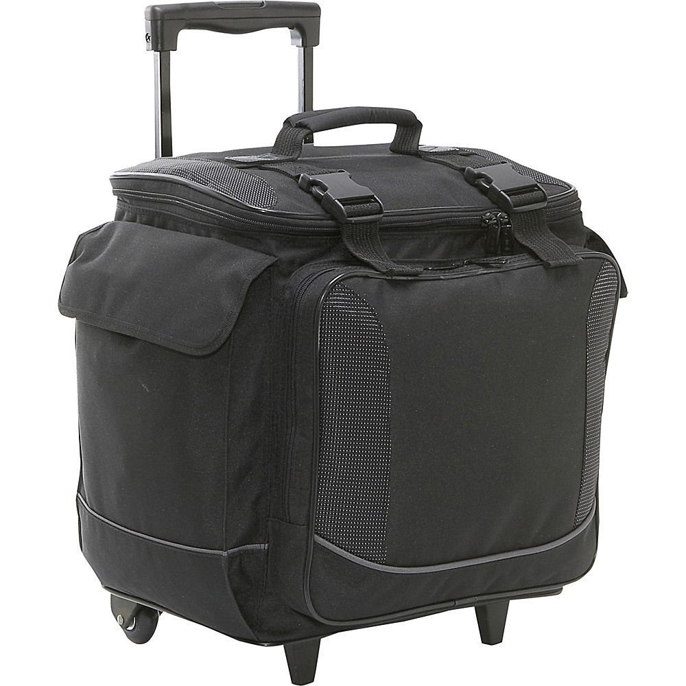 Eunicole 12 Bottle Insulated Wine Tote Case - Wheeled Travel Cooler with Organizer for Wine Storage & Transport | Portable Wine Carrier for Picnics, Parties & Beach Outings | Black (7352)