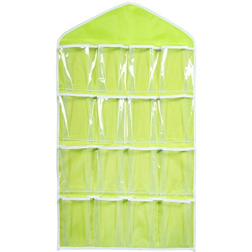 GBEX 16-Pocket Clear Hanging Storage Organizer for Socks, Bras & Underwear - Space Saving Closet Organizer with Multi Color Options - Perfect for Bedroom, Dorm & Travel Use