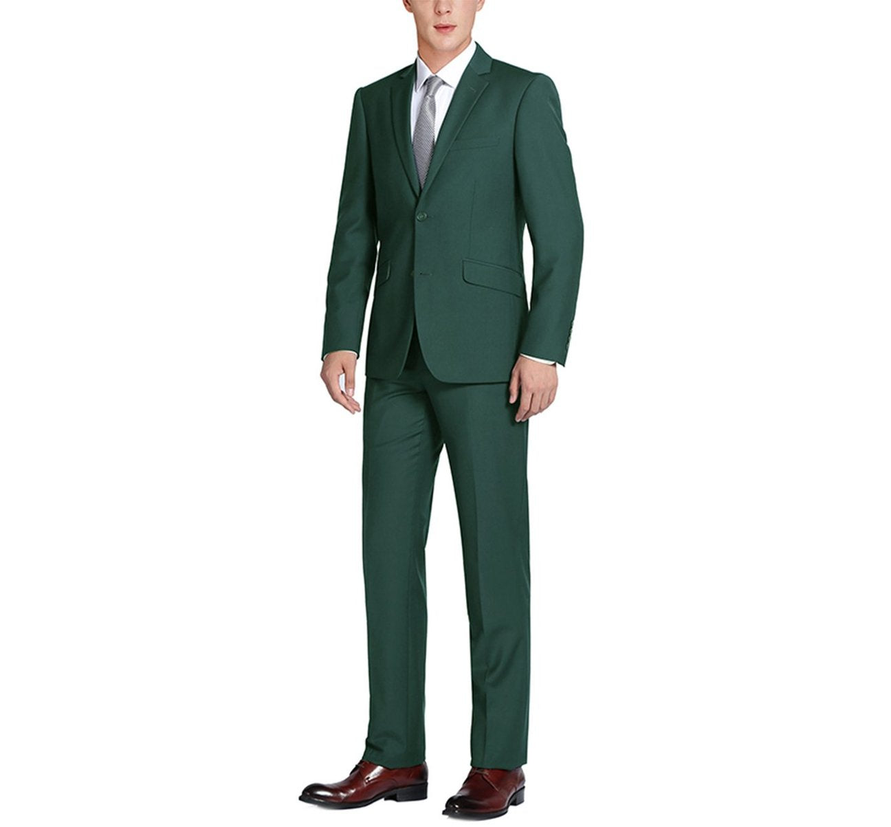 Alessandro Vitello by Renoir Green 2-Piece Classic Fit Single Breasted Notch Lapel Suit | Premium Men's Business Attire for Office, Weddings & Formal Events
