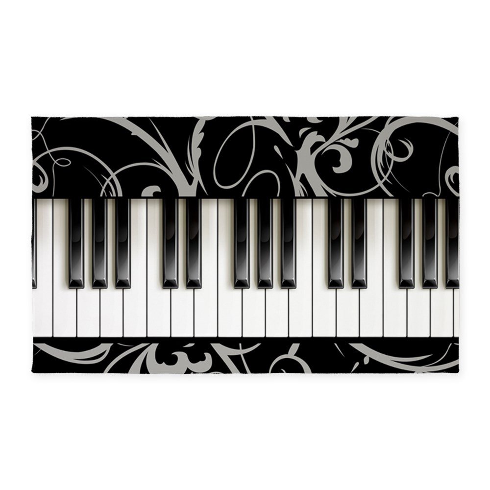 Piano Keyboard Area Rug - Decorative Fabric Throw Rug for Living Room, Bedroom & Music Studio - Non-Slip Soft Floor Mat for Piano Lovers