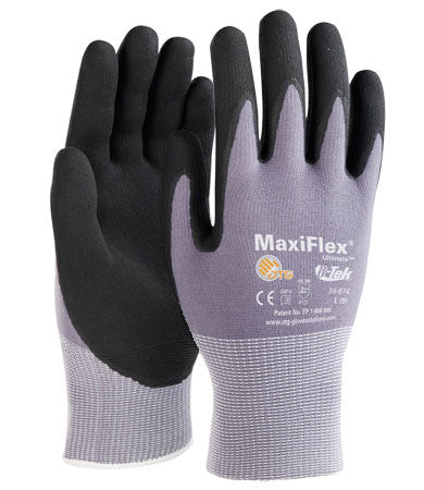 Maxiflex 34-874 Ultimate ATG Micro Foam Nitrile Palm Coated Work Gloves - Durable & Comfortable for Construction, Automotive & DIY Projects