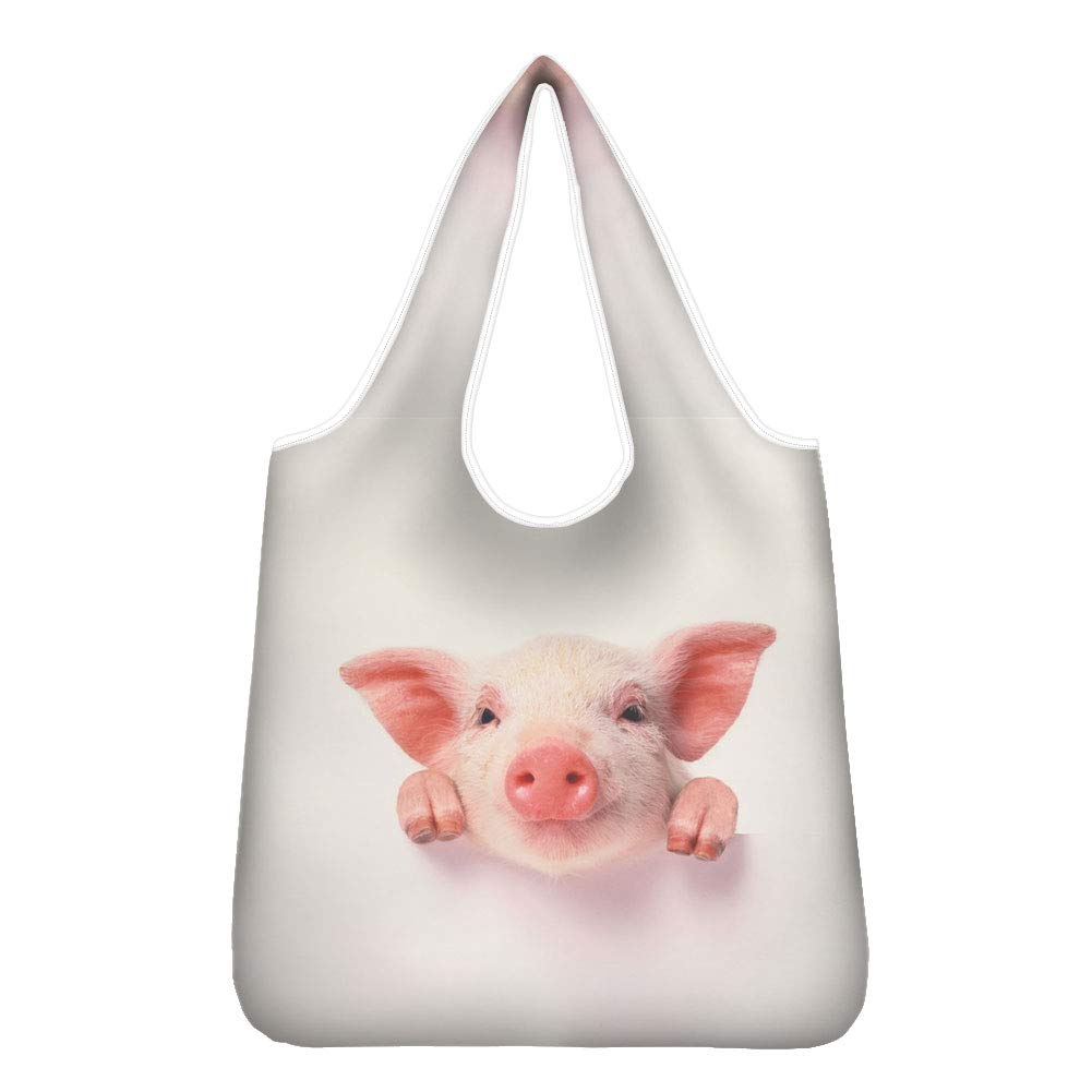 Showudesigns Cute Pig Tote Bags - Large Reusable Grocery Shopping Bags with Animal Designs for Women, Food Storage & Kitchen Use | Perfect for Groceries, Picnics & Daily Errands