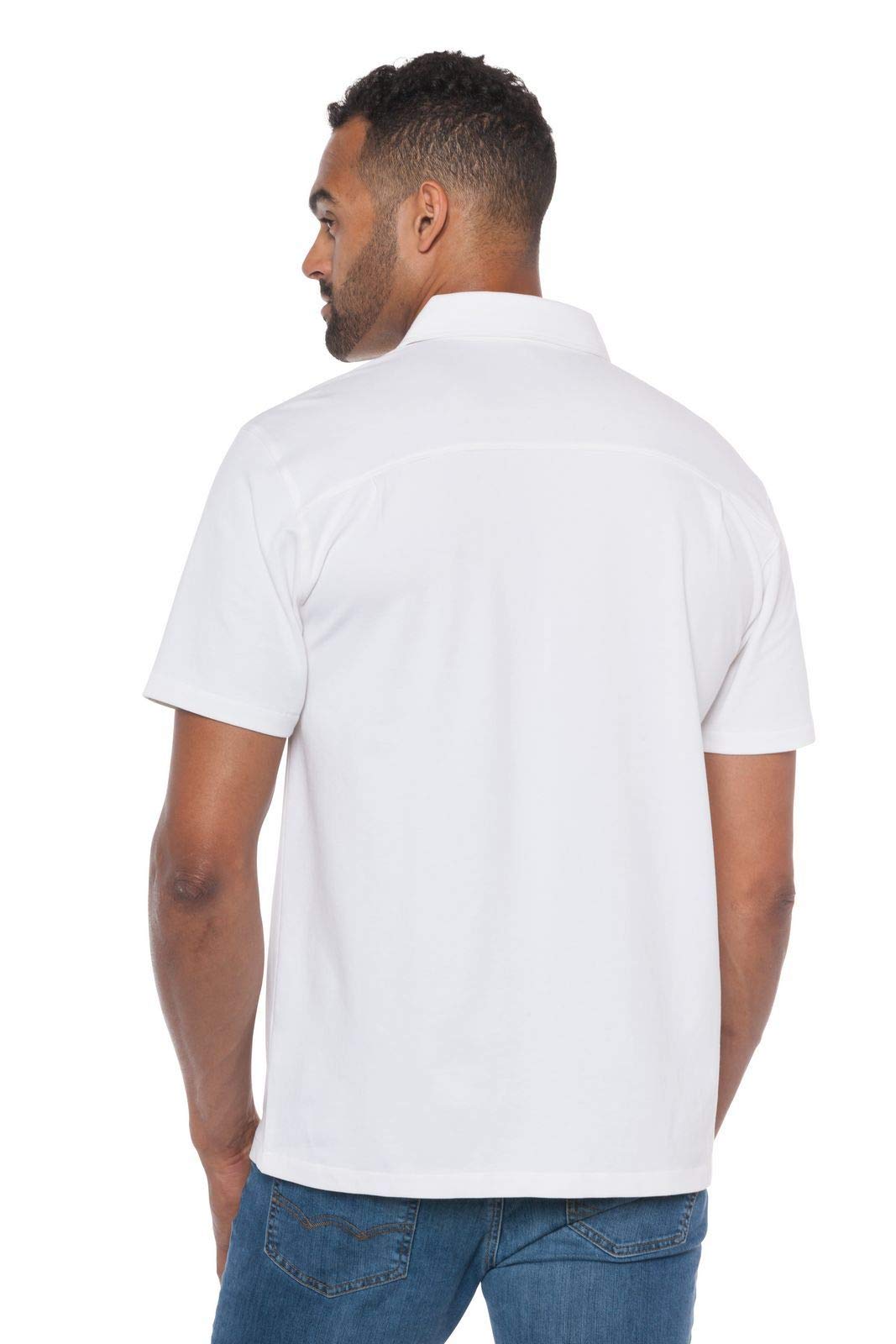 Ably Sailor Men's Button Up Pique Knit Shirt - Moisture Wicking, Stain & Odor Resistant Performance Shirt for Work, Travel & Outdoor Activities