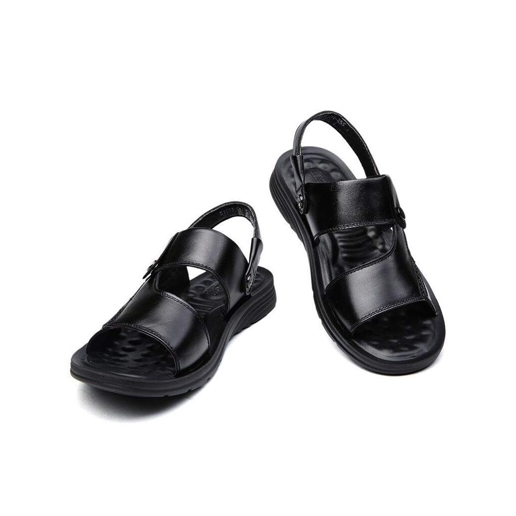 **Genuine Leather Men's Sandals - Comfortable Rubber Slippers for Summer, Beach & Outdoor Activities (Brown, Size 6.5 US) – Perfect for Walking, Travel & Casual Wear**
