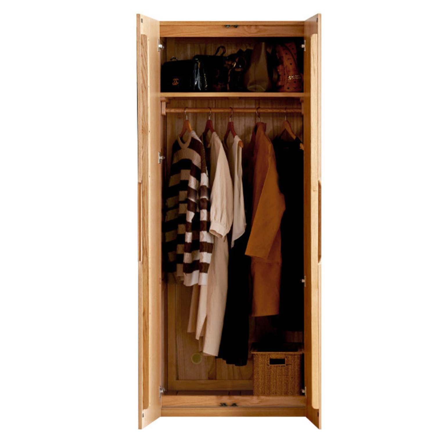 Solid Oak Wood Wardrobe - Premium Quality, Spacious Storage for Bedroom, Closet & Home Organization