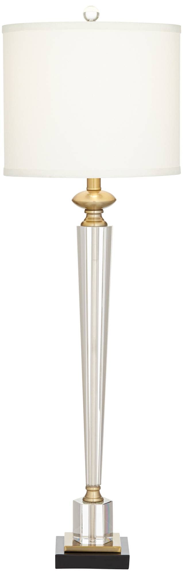 Vienna Full Spectrum Modern Table Lamps - Set of 2 Clear Crystal Glass Hexagonal Column Lamps with White Drum Shade, 38.5