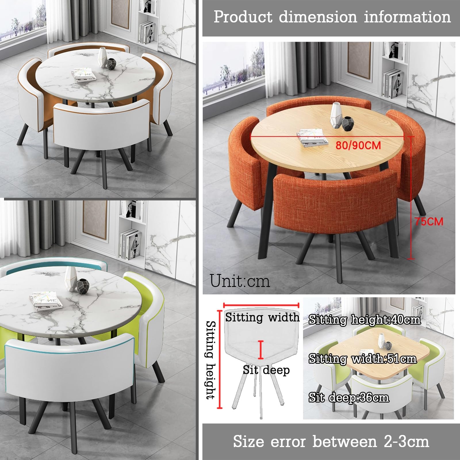 Modern Business Negotiation Dining Table and Chair Set - Stylish Reception Table & Chair Combo for Coffee Shops, Milk Tea Cafes (Orange) - Perfect for Office Meetings, Lounge Areas, and Small Business Spaces
