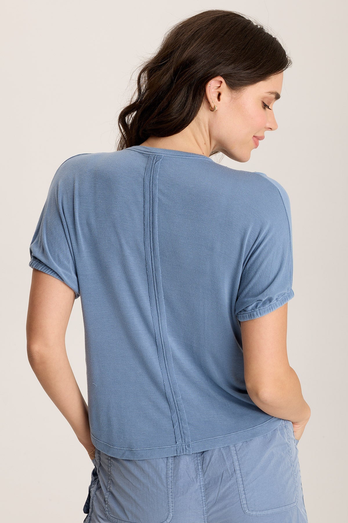 Valensi Soft Jersey Banded Sleeve Tee - Women's Comfortable Stretch Cotton T-Shirt for Casual Wear & Everyday Outfits