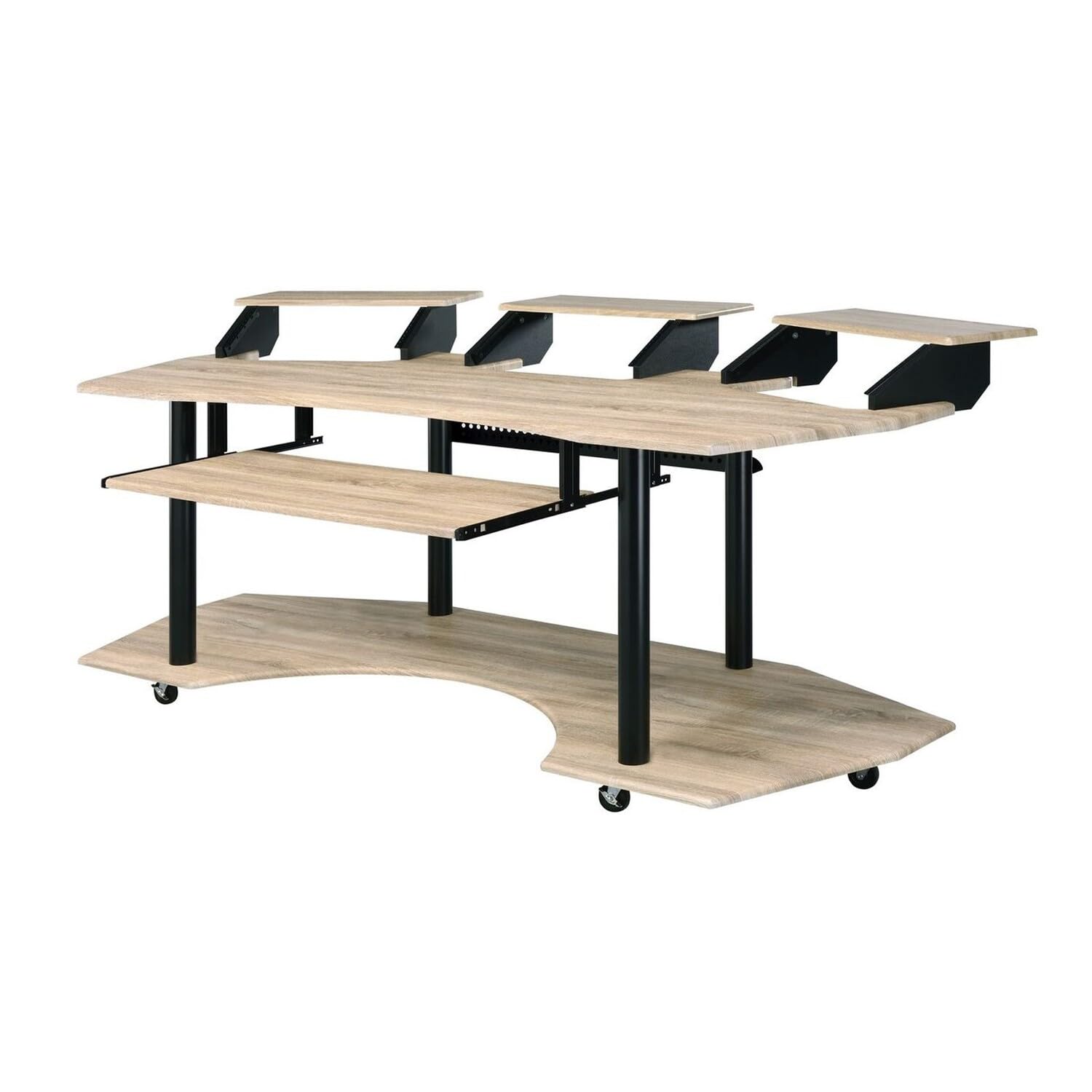 Benjara Solid Wood Computer Desk with Keyboard Tray & Open Bottom Shelf - Home Office Desk for Work & Study, Brown - Perfect for Small Spaces & Remote Work Setup