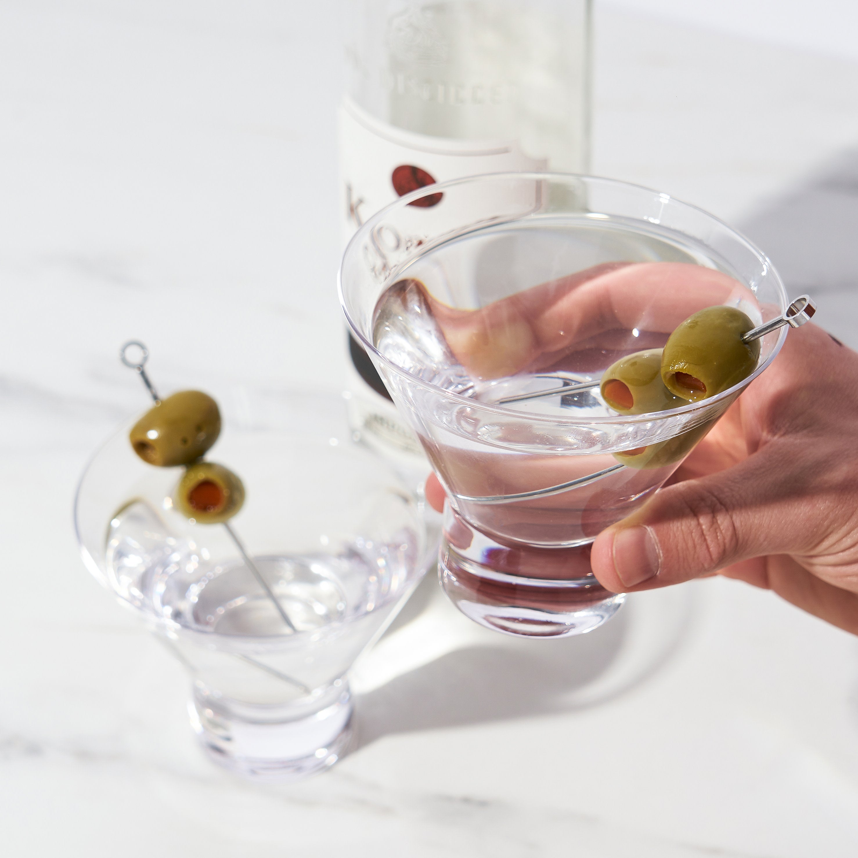 Premium Raye Heavy Base Crystal Stemless Martini Glasses - Set of 2 Elegant Modern Cocktail Glasses for Martini, Margarita, Whiskey & Wine - Perfect for Home Bar, Parties & Gifts