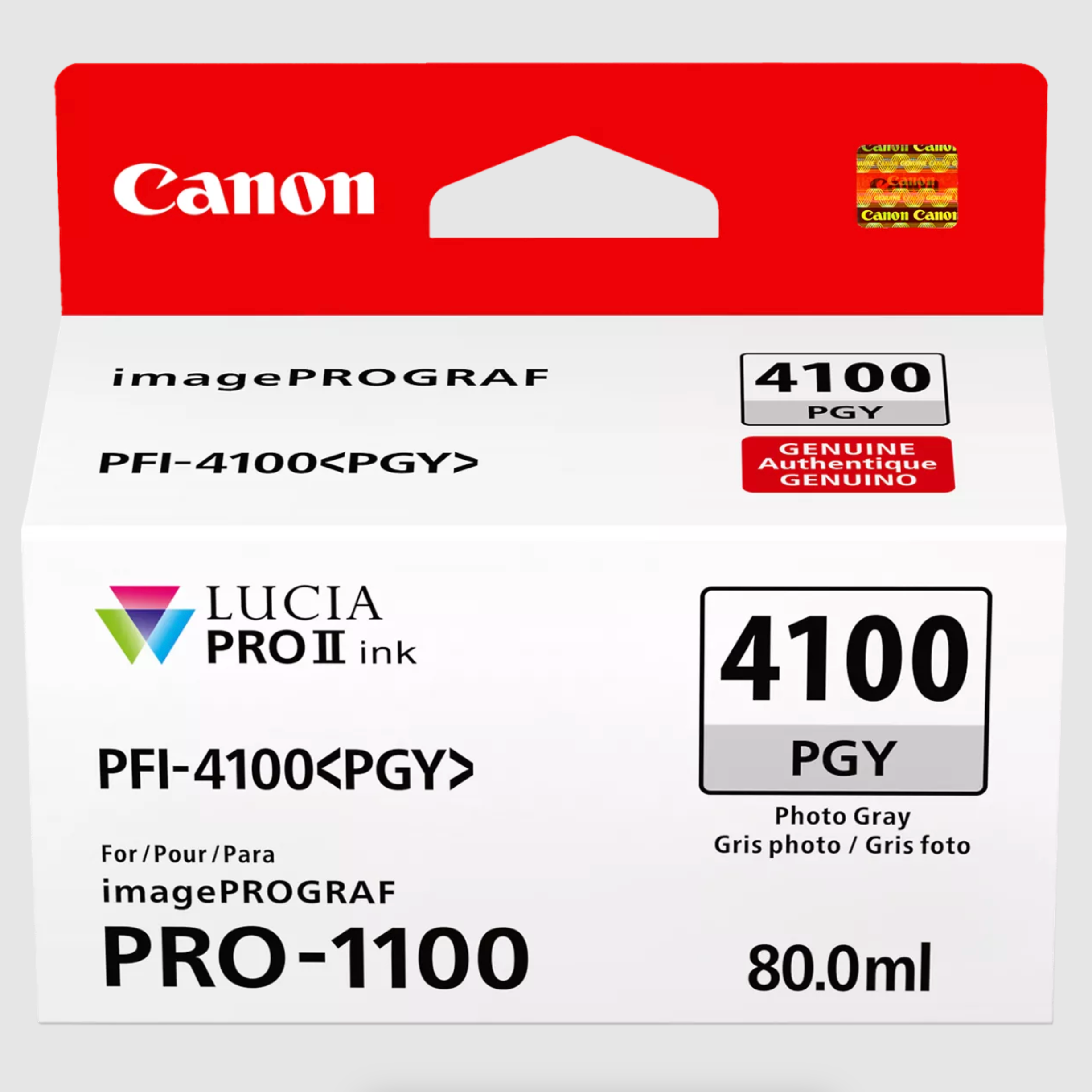Canon PFI 4100 Photo Gray Pigment Ink Tank (80mL) for PRO 1100 Printer - High-Quality Photo Printing for Professional Photographers & Fine Art Reproduction