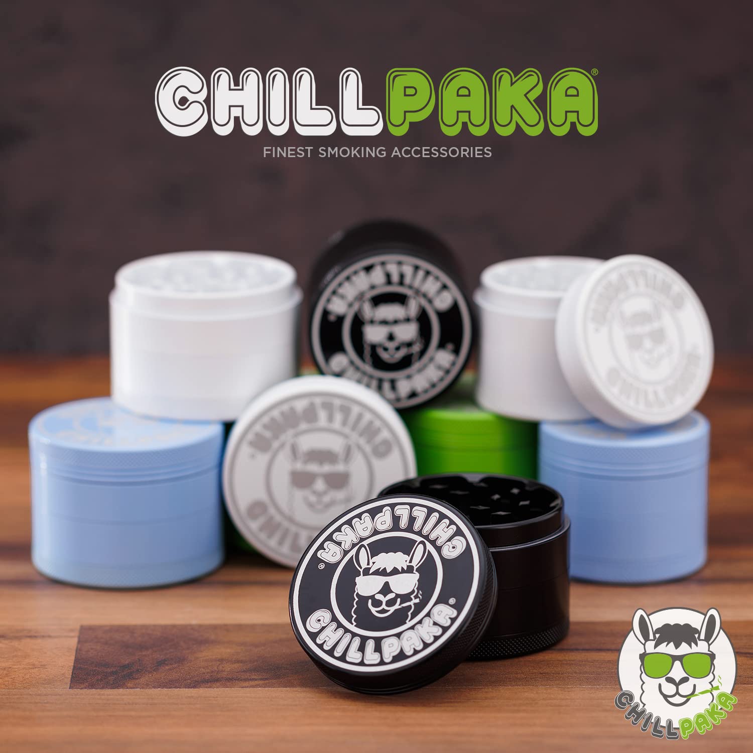 CHILLPAKA® Premium Ceramic Herb Grinder - 55mm Spice Mill with Non-Stick Nano-Ceramic Coating | Perfect for Grinding Herbs, Spices & Coffee | Durable & Easy to Clean | Ideal for Kitchen, Camping & Travel (Blue)