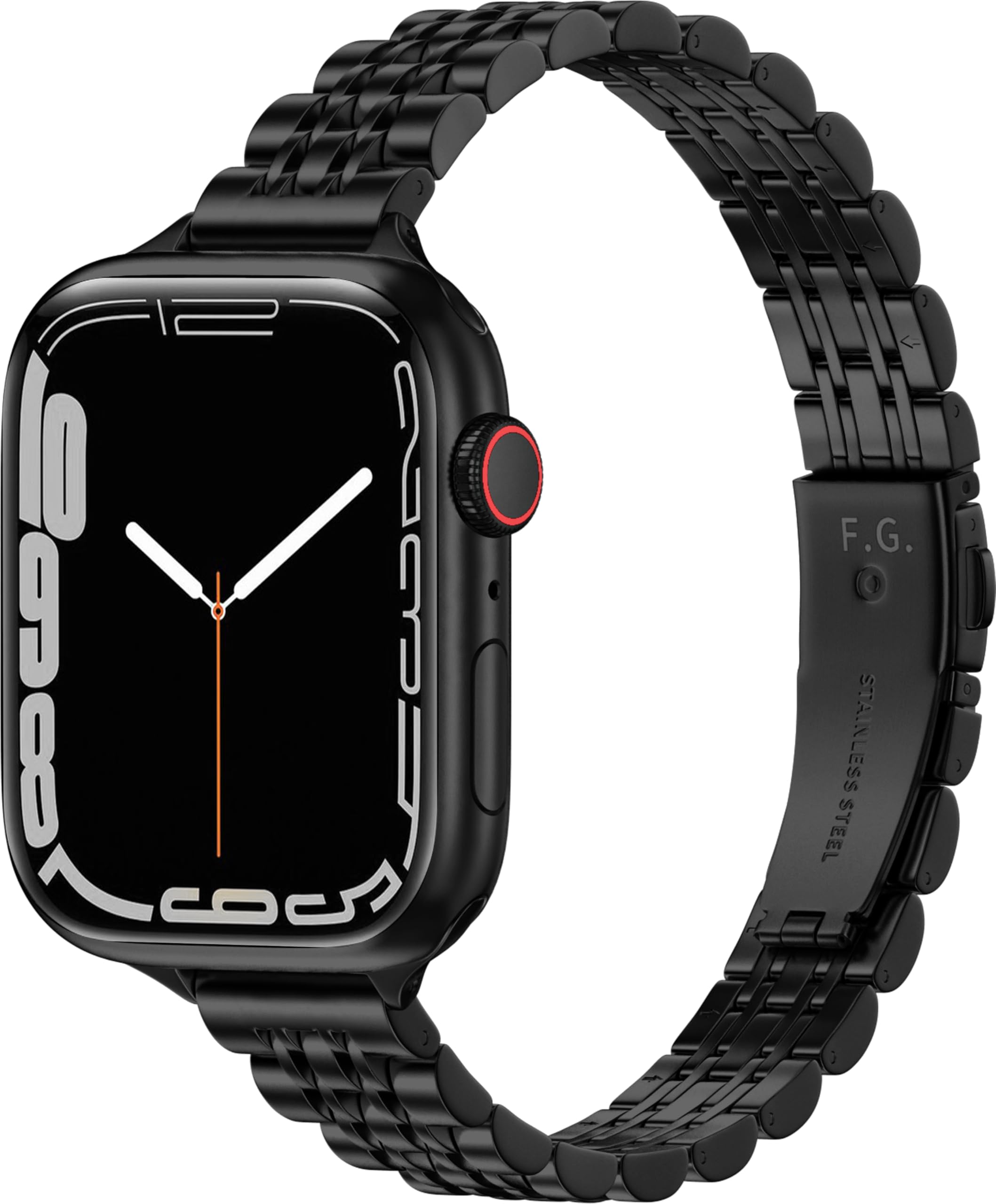 Fullmosa Slim Metal Strap for Apple Watch 38mm 40mm 41mm 42mm - Stainless Steel Thin Replacement Band Compatible with Series 10/9/8/7/6/SE/5/4/3/2/1 - Elegant Black Watch Strap for Women - Perfect for Work, Gym & Everyday Wear