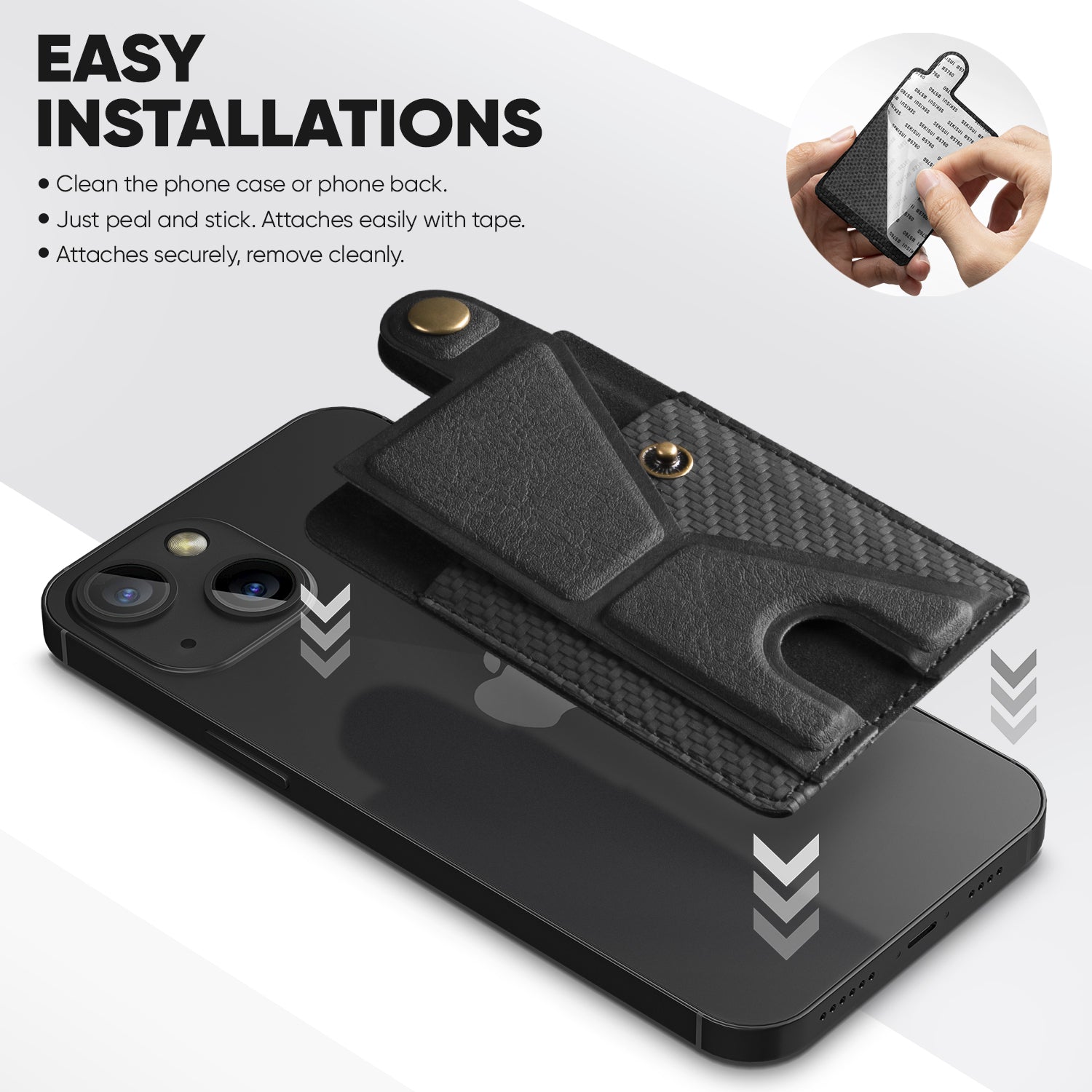 PA108 Magnetic Multi-Function Card Holder Sticker for Phone - Slim RFID Blocking Wallet for Credit Cards, ID & Cash - Perfect for Travel, Shopping & Everyday Use
